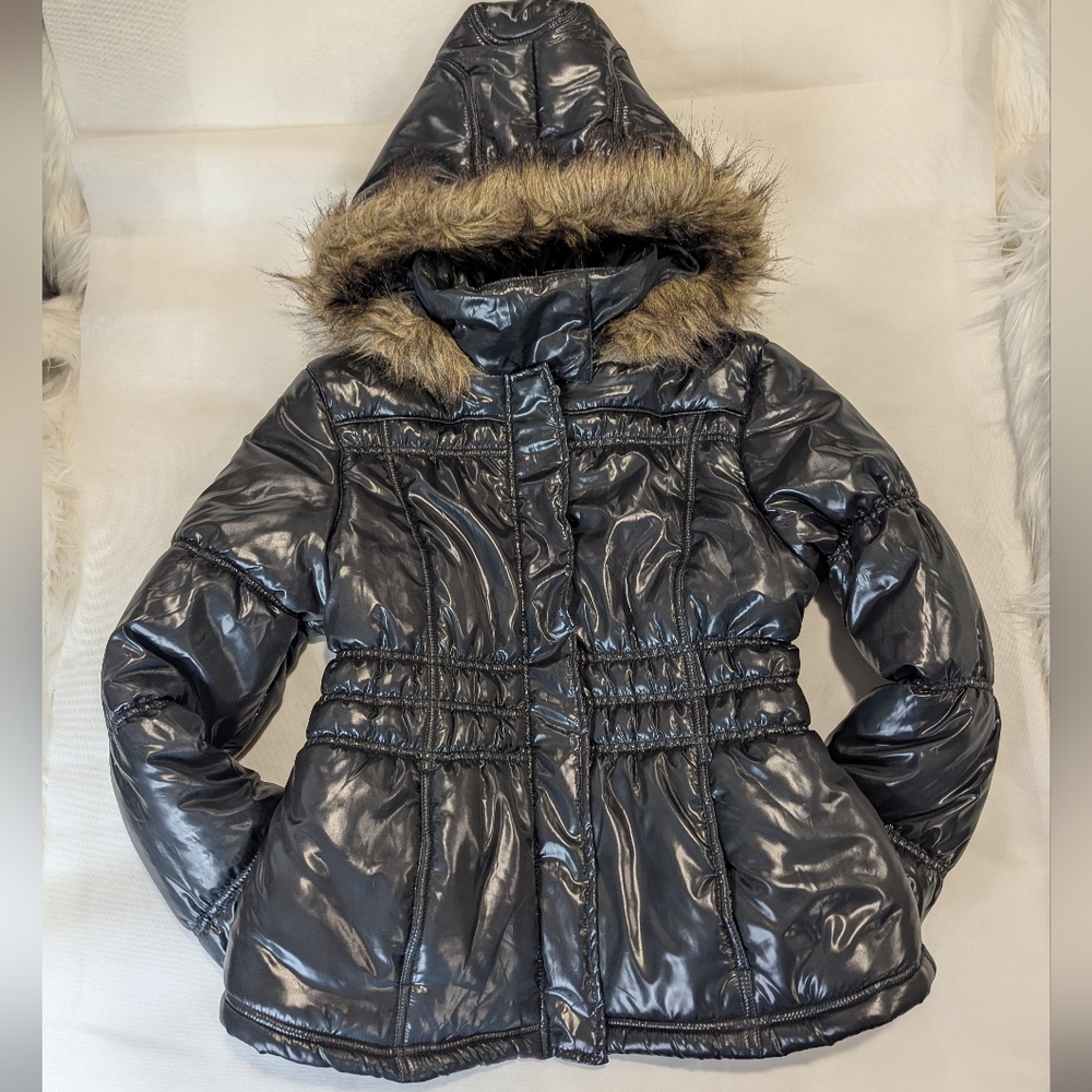 Discovery Clothing Girls Shiny Quilted Puffer Coat